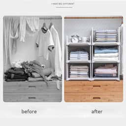 Stackable Foldable Wardrobe Storage Shelf Plastic Closet Organizer Basket White 44x28x24.5cm 4