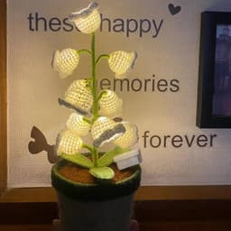 Lily-of-the-Valley Planter Decoration, Crocheted Flowers In A Pot, Spring-Themed Table Decoration For The Living Room, Artificial Plant Room Decoration, Handcrafted Home Accessory For The Windowsill 5
