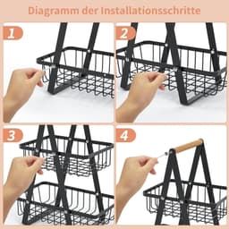 2-Tier Removable Basket, Snack Storage For The Kitchen, Black Flower Girl Baskets 3