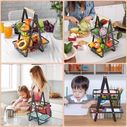 2-Tier Removable Basket, Snack Storage For The Kitchen, Black Flower Girl Baskets 4