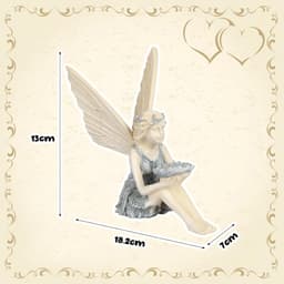 Fairy Garden Decoration Ornament: Seated Enchanted Fairy Garden Figurines, Elves, Resin Handcrafted Statue, Garden Fairies With Wings For Outdoor Yard And Garden Decoration (13 Cm X 18 Cm) 2
