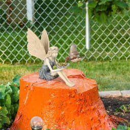 Fairy Garden Decoration Ornament: Seated Enchanted Fairy Garden Figurines, Elves, Resin Handcrafted Statue, Garden Fairies With Wings For Outdoor Yard And Garden Decoration (13 Cm X 18 Cm) 4