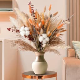 84-Piece Fall Dried Flower Bouquet—Boho Fall Decor With Pampas Grass, Cotton, And Orange Rabbit Tails—Autumnal Flower Arrangement For Your Home, Mantel, Or Vase—Fall Decor For Your Home And Porch 4