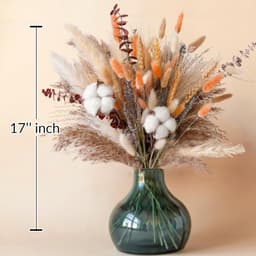 84-Piece Fall Dried Flower Bouquet—Boho Fall Decor With Pampas Grass, Cotton, And Orange Rabbit Tails—Autumnal Flower Arrangement For Your Home, Mantel, Or Vase—Fall Decor For Your Home And Porch 3