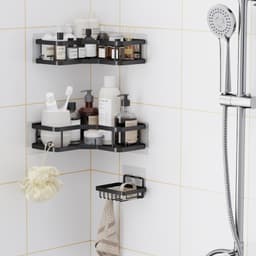 3-Piece Bathroom Corner Shelf Set, Metal Shower Shelf, Corner Shower Shelf For Shampoo & Shower Gel 4