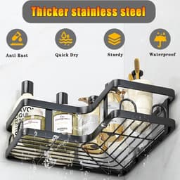 3-Piece Bathroom Corner Shelf Set, Metal Shower Shelf, Corner Shower Shelf For Shampoo & Shower Gel 1