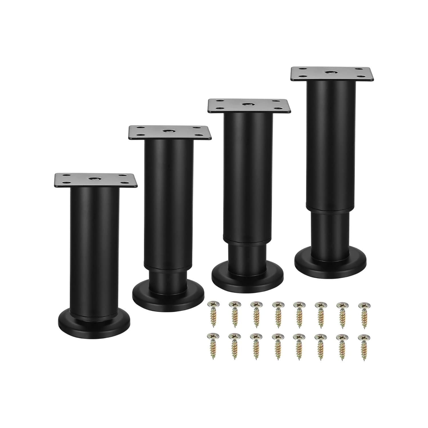 4 X Height-Adjustable Furniture Feet, Black, 12–18 Cm Furniture Legs, Cabinet Feet For Cabinets, Dre