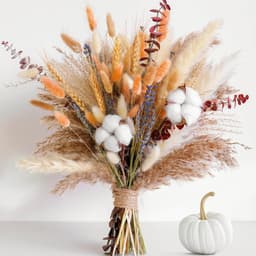 84-Piece Fall Dried Flower Bouquet – Boho Fall Decor With Pampas Grass, Cotton, And Orange Rabbit Tails – Fall Flower Arrangement For Your Home, Mantel, Or Vase – Fall Decor For Your Home And Porch 2
