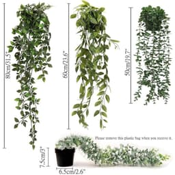 3-Pack Of Artificial Hanging Plants – Artificial Plants, Hanging Artificial Plants, Decorative Hanging Plant, Green Plant, Plastic Plants, Decoration 4