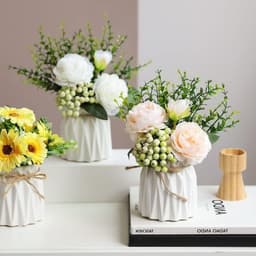 Props, Desk Flower Vase For Home, Office, Decoration, White 4
