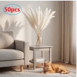 50 Pieces Of White Artificial Pampas Grass (55 Cm) For Modern Decor And Versatile—perfect For Vases,