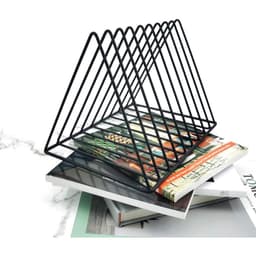 9-compartment Magazine Holder, Book And Tray Holder, Multifunctional Triangular Desk Organizer For Storing Books, As A Storage Tray For The Home Office, Black, 2-pack 4