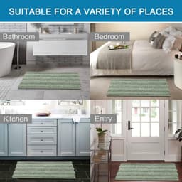 2-piece Set Of Sage Green Bath Mats, Machine-washable Bathroom Mat Set (81 X 51 Cm + 61 X 43 Cm) 4
