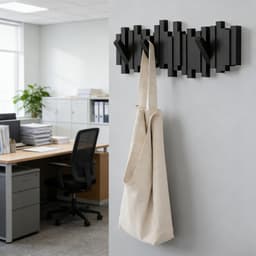 53 Cm Wooden Wall Coat Rack In Black With 8 Hooks—Space-Saving Coat Rack For Hallways, Entryways, An