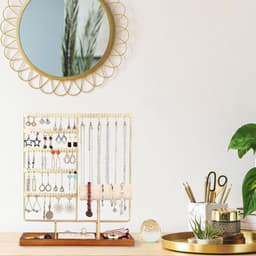 1-Piece 5-Tier Jewelry Organizer With 108 Earring Holes, Necklace Rack & Ring/Bracelet Holders - Desktop Storage Stand For Home, Jewelry Organizer, Multi-Tier System, Compact Design, Jewelry Towers 3