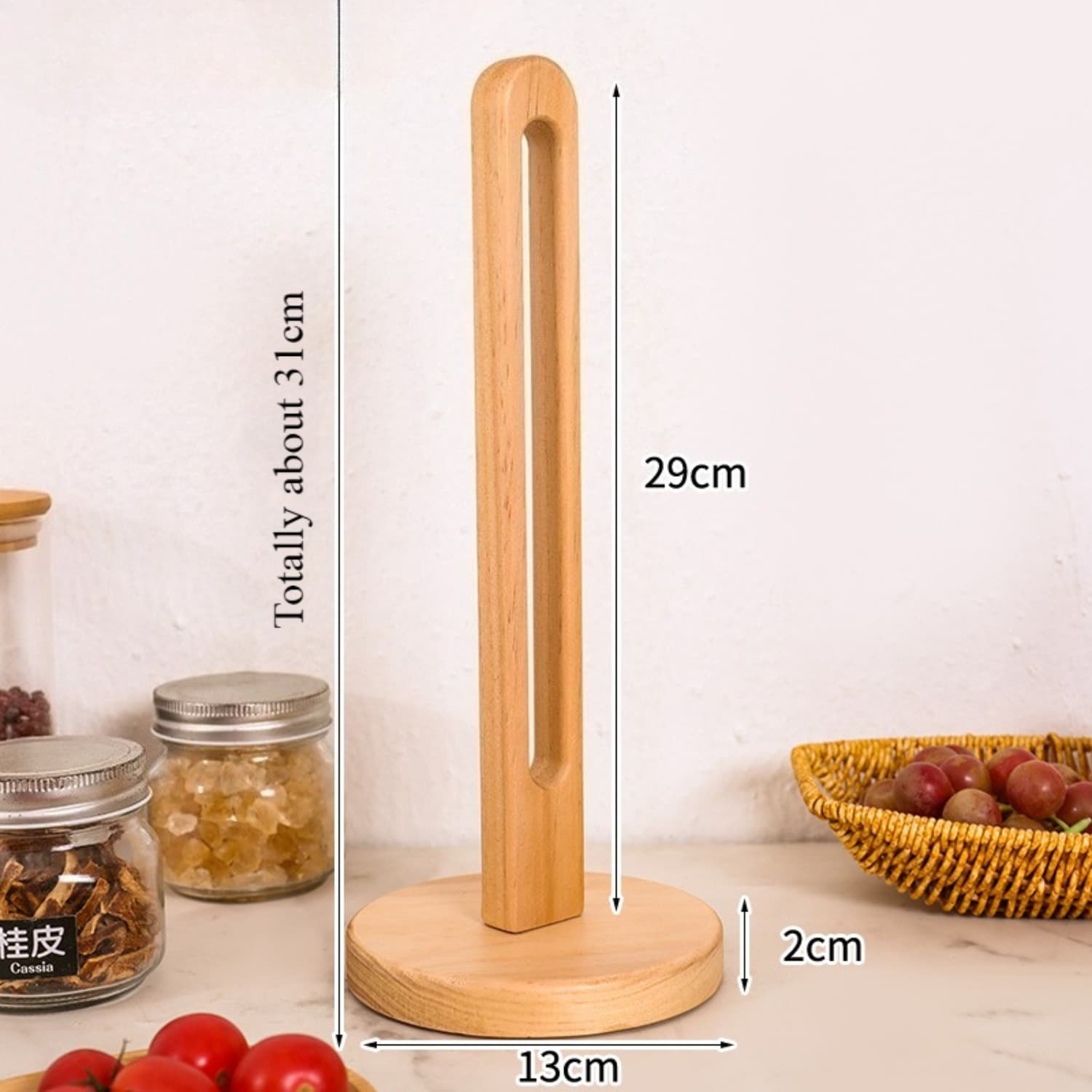 Kitchen Roll Holder, Freestanding Wooden Kitchen Roll Holder For Standard And Large Rolls, Wooden Fr