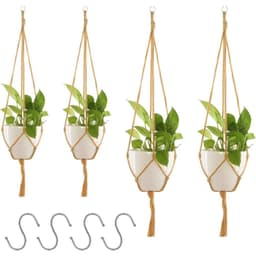 4pcs Macramé Hanging Basket,Hanging Plant,Hanging Basket,Hanging Flower Pot ,Boho Decoration With S-