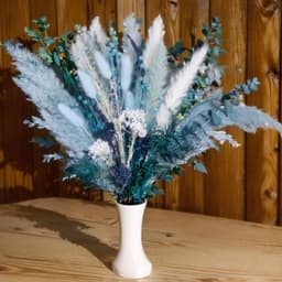 Set Of 52 Blue Pampas Grass Decorations, Blue Dried Grass Mixed Arrangement For Vases 3