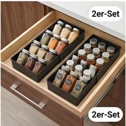 Set Of 2 Spice Rack Drawers, Black Plastic Rack (23x11.5 Cm) For Cabinet Organization