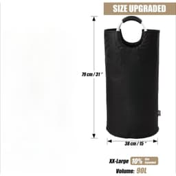 90L Black Large Foldable Laundry Baskets, Collapsible Laundry Bags, Clothing Bags—Drawstring Bag Sets 2