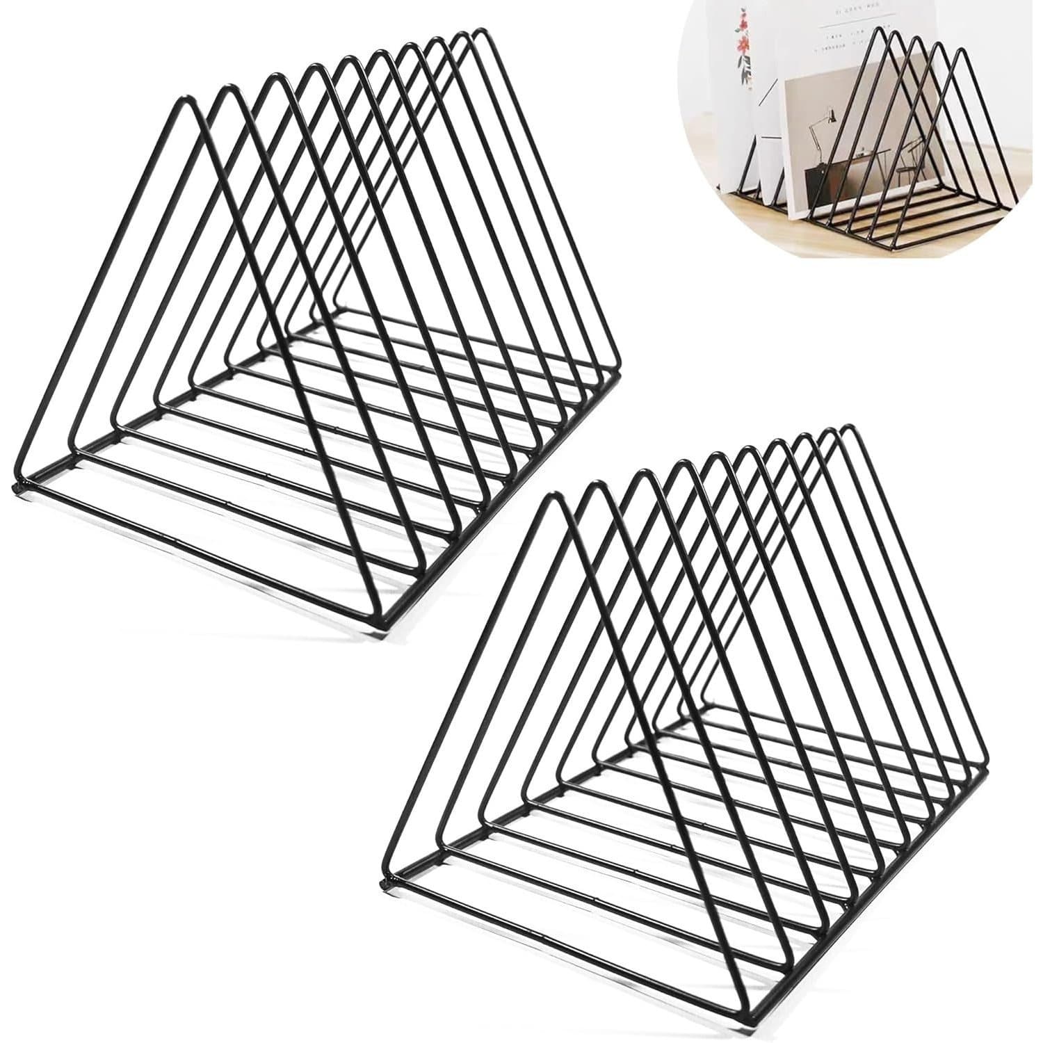 Set Of 2 Storage Shelves With 9 Compartments, Black – Metal Desk Organizer