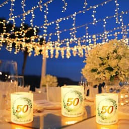 12 Candle Lamp Shades With The “Glad You're Here” Saying, Green Leaf Pattern For Celebrations And Parties 4