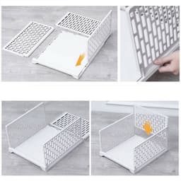 Stackable Foldable Wardrobe Storage Shelf Plastic Closet Organizer Basket White 44x28x24.5cm 2
