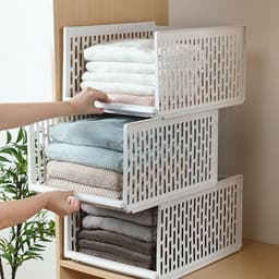 White Wardrobe Drawer Organizers, Stackable Storage Boxes For Wardrobes, Two Sizes 4