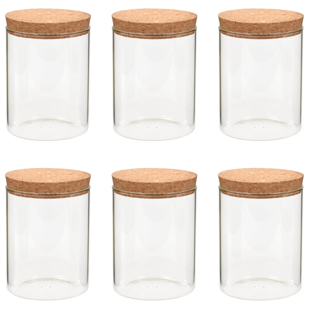 storage jars with cork lids, 6 pieces, 650 ml