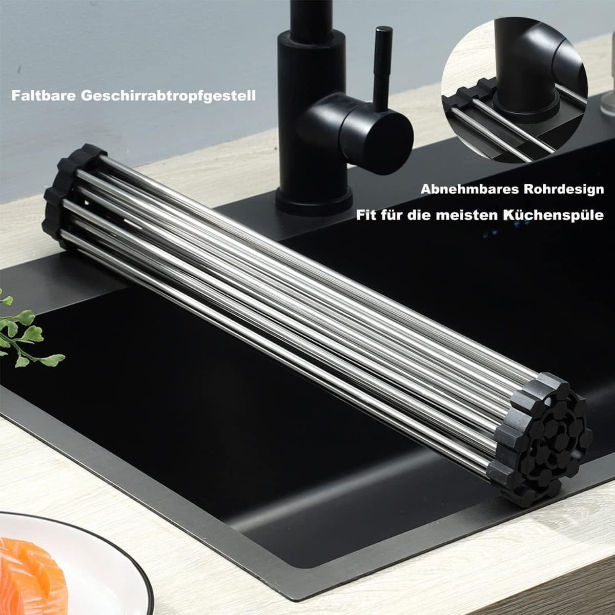 Stainless Steel Draining Rack, 43 X 35 Cm Black Dish Draining Tray With 18 Tubes—Hand Tools